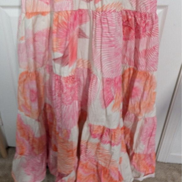 Hutch Floral Astor Maxi Dress Womens Size 6 Orange Pink Tiered Cotton Lined - Picture 3 of 11
